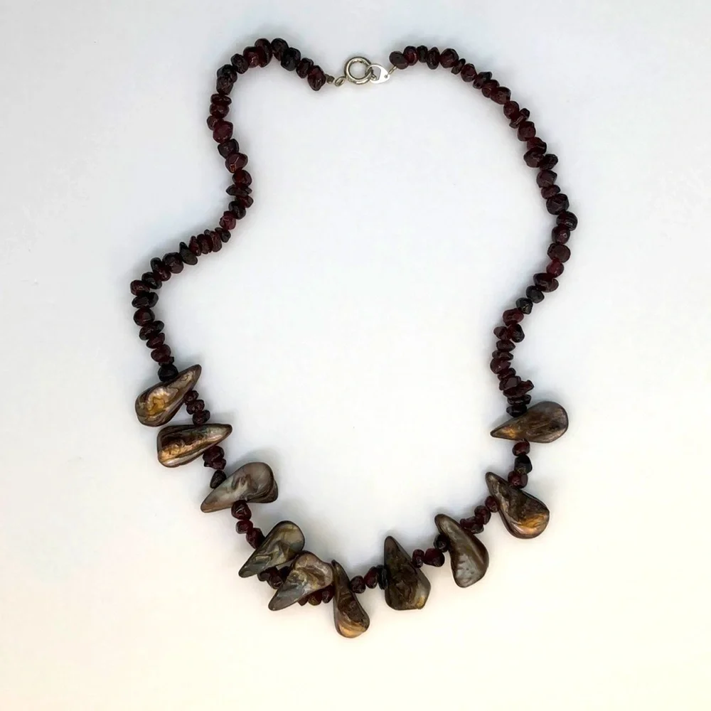 Dark plum chunky stone necklace